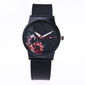 Watch Women Black Flower Watches